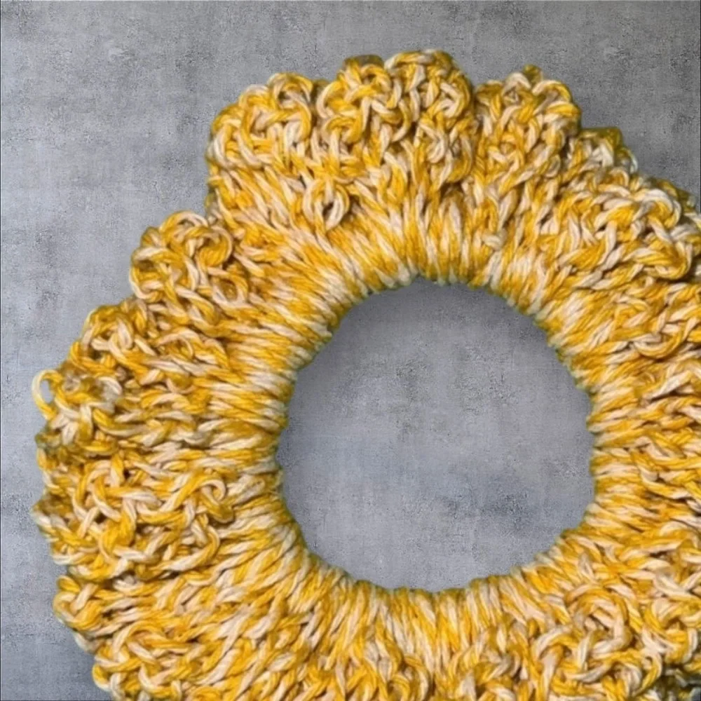 Yellow Crochet Hair Scrunchie